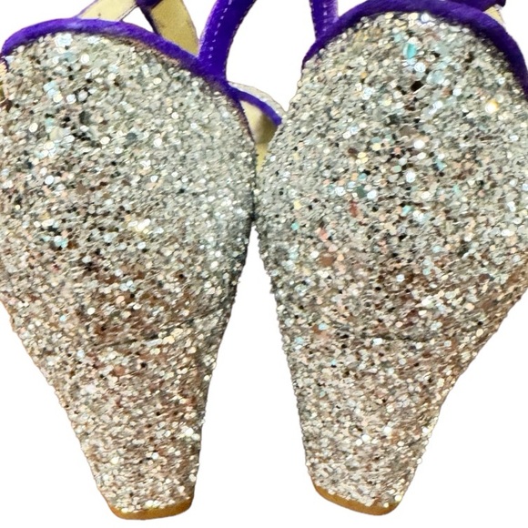 NIB  Anniel , Italian suede & silver sparkle t-strap sandals. Size 37 - Picture 3 of 10